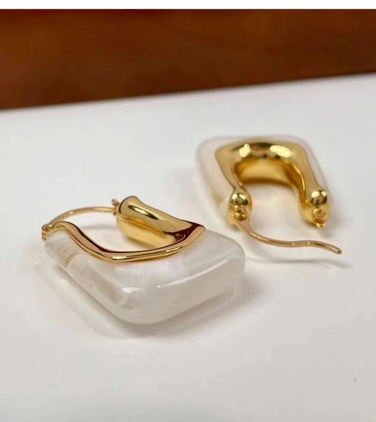 1 Pair Vintage Style Minimalist Streetwear U Shape Amber Copper 18K Gold Plated Earrings