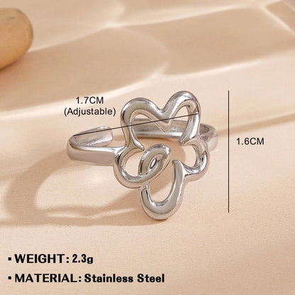 Minimalist Flower 304 Stainless Steel Plating Open Rings
