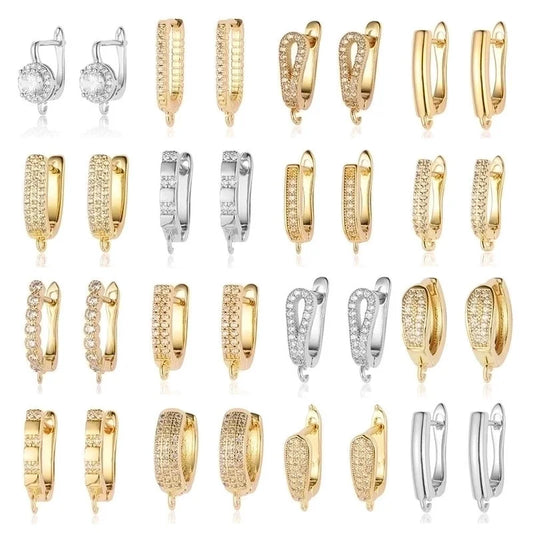 1 Pair Minimalist Solid Color Inlay Copper Zircon Earrings