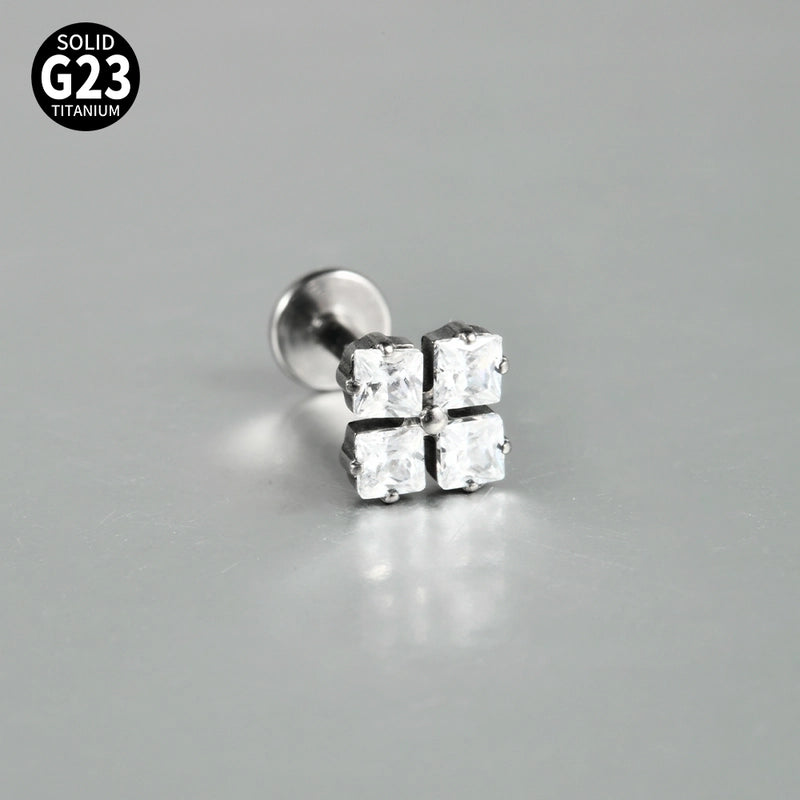 2 Pieces 3 Pieces Lip Rings Casual Elegant Vacation Triangle Flower G23 Titanium Zircon Zircon 18K Gold Plated Lip Rings Ear Cartilage Rings & Studs