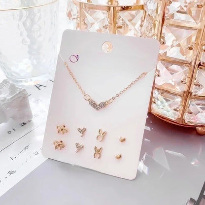 New Crystal Christmas Clavicle Chain Alloy Short Necklace Earring Set