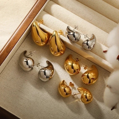 1 Pair Minimalist Classic Style Water Droplets Plating 316L Stainless Steel 18K Gold Plated Ear Studs