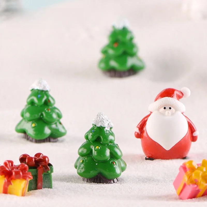 Christmas Snowman Micro Landscape Snow Basin Landscaping Small Ornaments Santa Claus Keychain Pendant Resin Gift