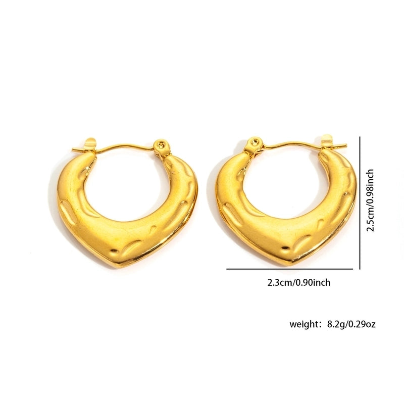 1 Pair Minimalist Heart Shape Titanium Steel Hoop Earrings