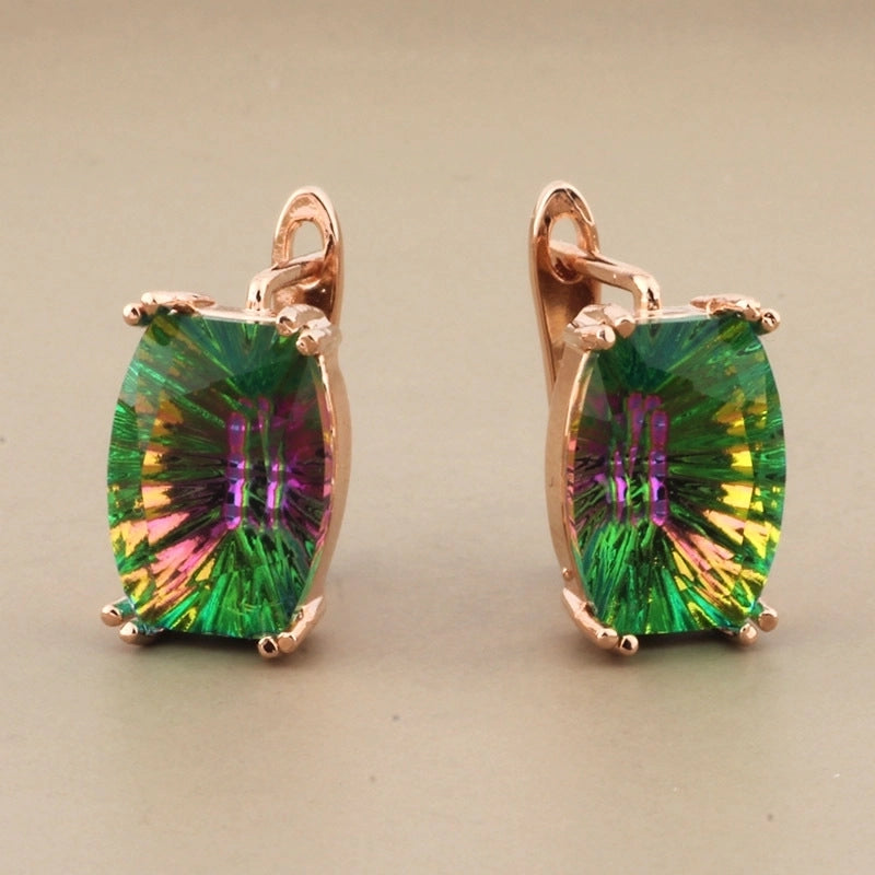 1 Pair Minimalist Classic Style Solid Color Inlay Copper Artificial Gemstones Earrings