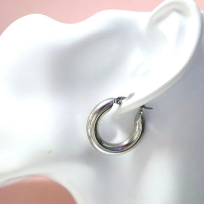 1 Pair Minimalist Solid Color Plating Stainless Steel Hoop Earrings