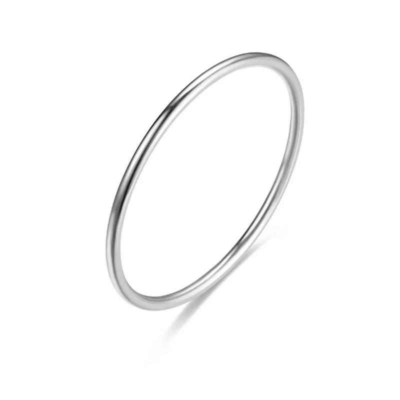 Minimalist Circle Titanium Steel 18K Gold Plated Plating Rings