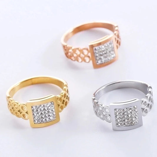 Elegant Romantic Infinity 304 Stainless Steel Rhinestones 18K Gold Plated Rose Gold Plated Plating Inlay Rings