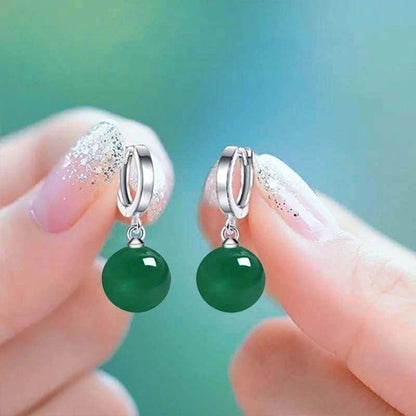 1 Pair Elegant Round Agate Drop Earrings