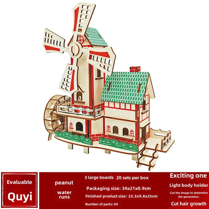 Stall Supply Children's Wooden 3D Puzzle Adult Puzzle Christmas Building Handmade Educational Model Toy