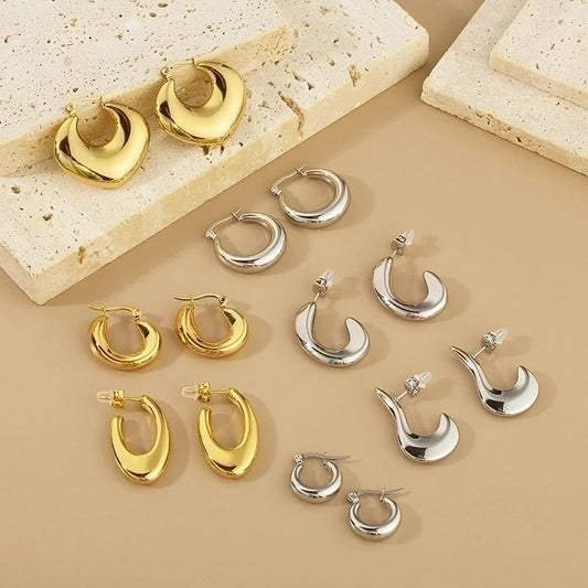 1 Pair Minimalist Geometric 304 Stainless Steel 18K Gold Plated Earrings Ear Studs