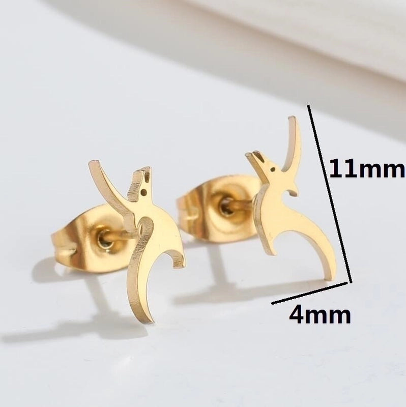1 Pair Minimalist Dinosaur Plating 304 Stainless Steel 18K Gold Plated Ear Studs