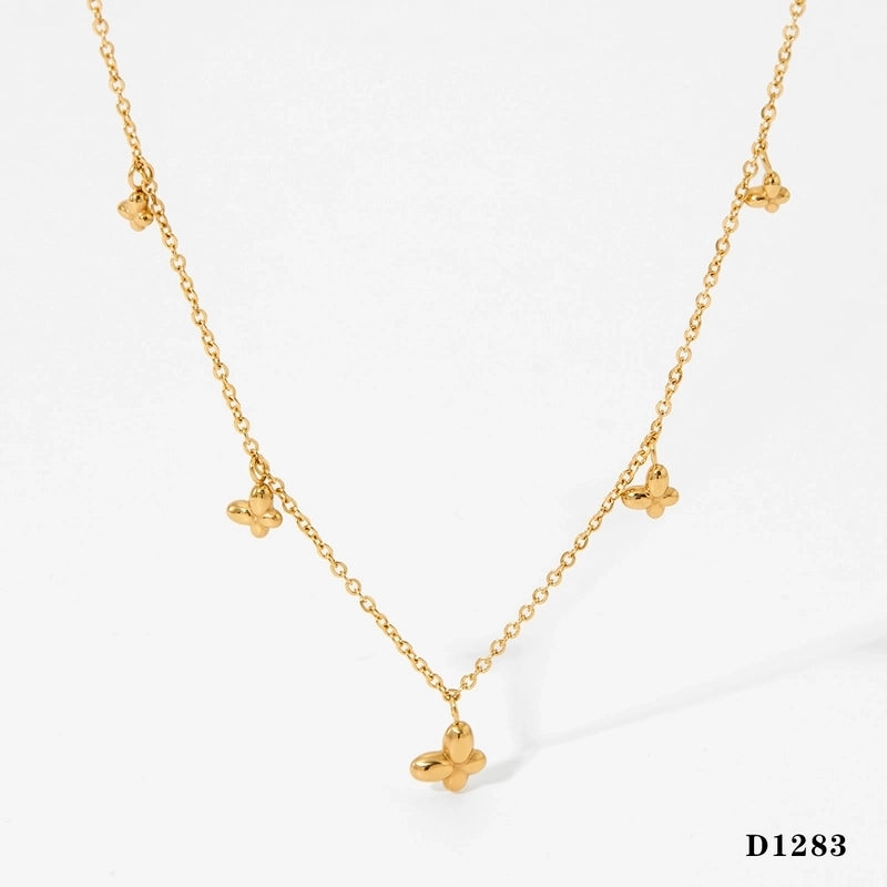 3 Pieces New Fairy Butterfly Pendant Necklace Women's Stainless Steel Vacuum Plating Non-Fading Delicate Indie Autumn And Winter Necklace