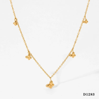 3 Pieces New Fairy Butterfly Pendant Necklace Women's Stainless Steel Vacuum Plating Non-Fading Delicate Indie Autumn And Winter Necklace