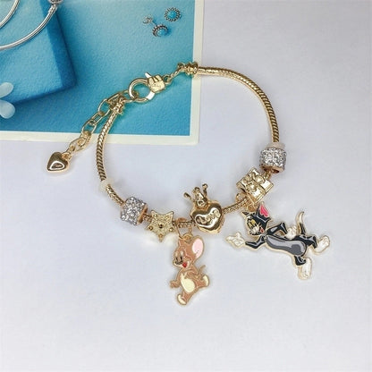 Cute Minimalist Dolphin Heart Shape Flower Stainless Steel Alloy Resin Rhinestones Bangle In Bulk