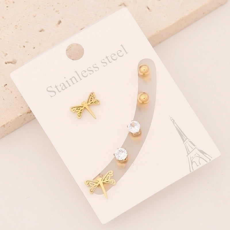 1 Set Preppy Style Minimalist Commute Star Patchwork Stainless Steel 18K Gold Plated Ear Studs