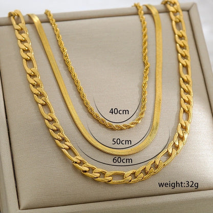 Hip-Hop Hawaiian Tropical Solid Color 304 Stainless Steel Three Layer Necklace