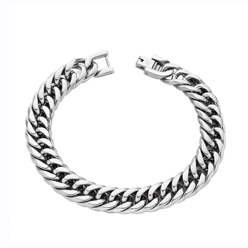 Hip-Hop Punk Geometric 304 Stainless Steel Cuban Link Chain Curb Chain Bracelets In Bulk