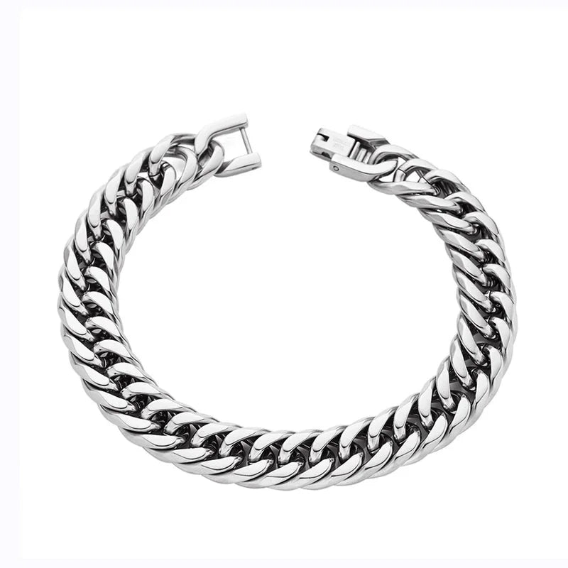 Hip-Hop Punk Geometric 304 Stainless Steel Cuban Link Chain Curb Chain Bracelets In Bulk