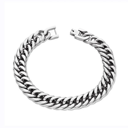Hip-Hop Punk Geometric 304 Stainless Steel Cuban Link Chain Curb Chain Bracelets In Bulk