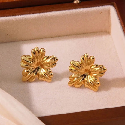 1 Pair IG Style French Style Flower 304 Stainless Steel Imitation Gold Ear Studs