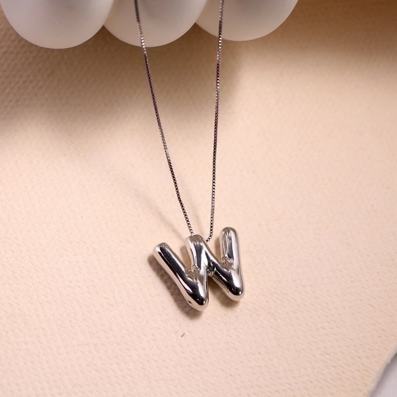 Minimalist Classic Style Letter Copper Silver Plated Pendant Necklace In Bulk