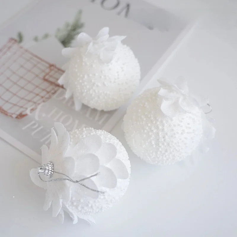 Plastic Ball Christmas Ball Petal Glitter White Foam Ball Christmas Decorations Christmas Tree Decoration Pendant