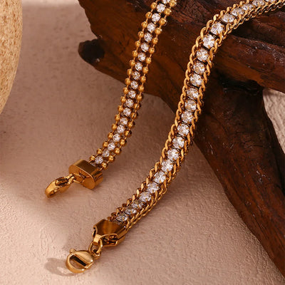 Women Fashion Circle Geometric Stainless Steel 18K Gold Plated Bracelets