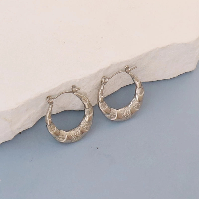 1 Pair Minimalist Round Square Heart Shape 304 Stainless Steel Earrings