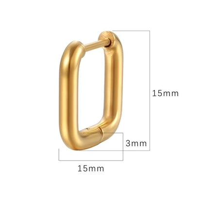 1 Pair Minimalist Square Plating 201 Stainless Steel 18K Gold Plated Earrings