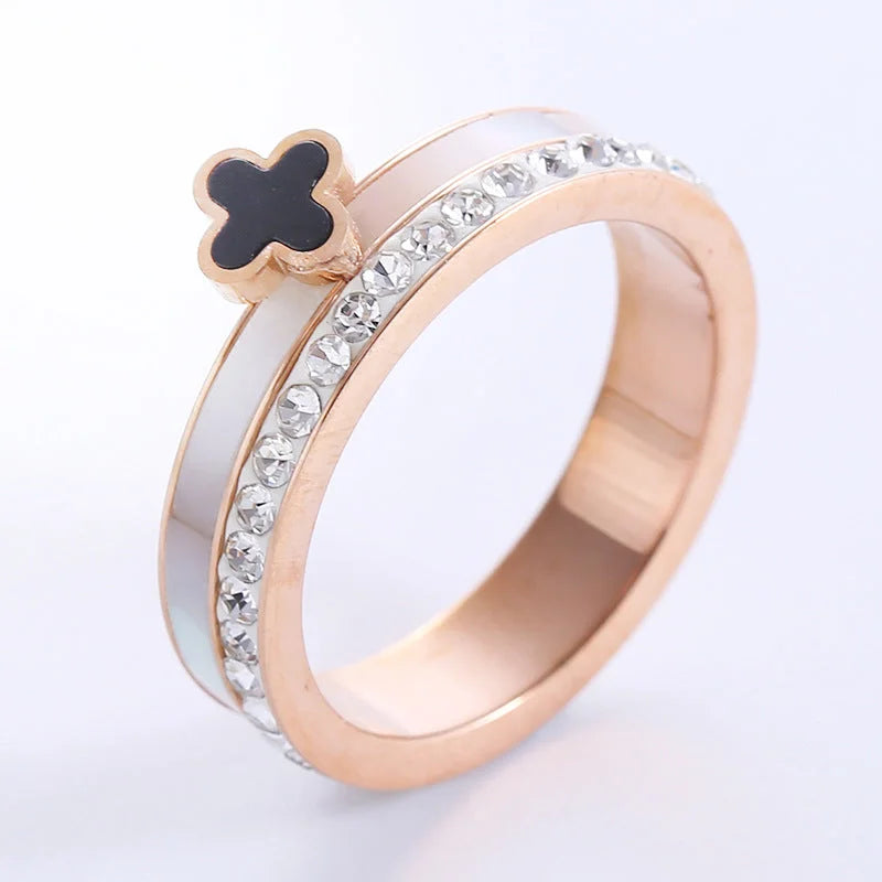 Fashion Stripe Circle Round Stainless Steel Electroplating Rings