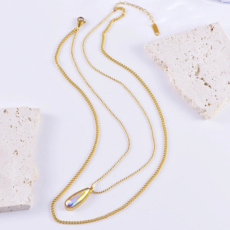 Shiny IG Style Geometric Butterfly 304 Stainless Steel Zircon Inlay Stainless Steel Necklaces