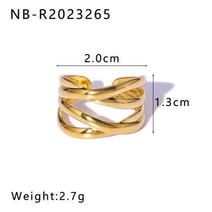 Open Ring IG Style Star Shell Textured Star Geometric Stainless Steel Electroplating Rings