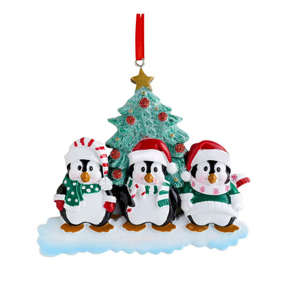 Zibi Resin Personalized Christmas Gift Christmas Pendant Cute Penguin Family Decoration