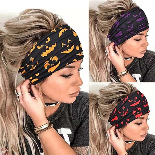 New Halloween Skull Cobweb Pumpkin Pattern Sweat-absorbent Yoga Running Headband Headband Headband Hair Accessories Headband
