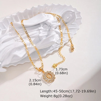 Religion Classic Style Human Virgin Mary 201 Stainless Steel Copper Shell Zircon 18K Gold Plated Pendant Necklace