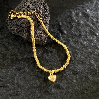 Minimalist Heart Shape Solid Color Titanium Steel 18K Gold Plated Bracelets In Bulk