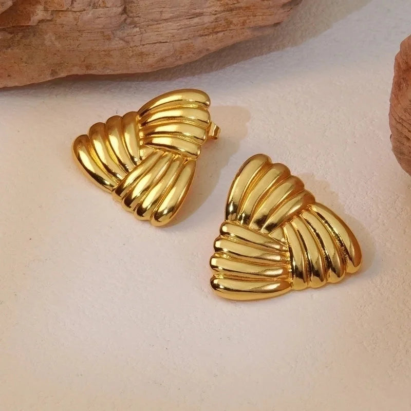 1 Pair Minimalist Triangle Plating 304 Stainless Steel Imitation Gold Stainless Steel Earrings