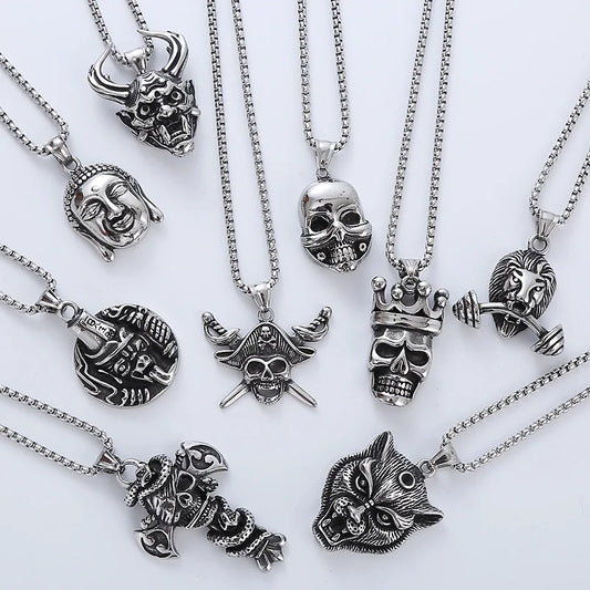 Punk Streetwear Skull Stainless Steel Halloween Women's Pendant Necklace