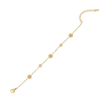 Women Fashion Heart Flower Stainless Steel Electroplating Bracelets