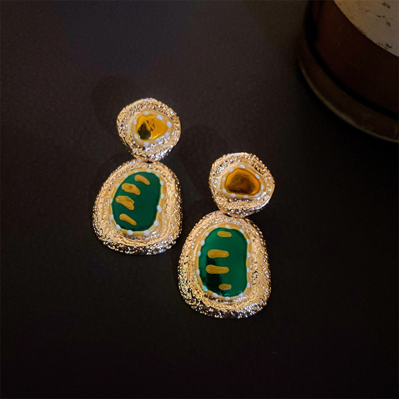 2 Pieces Mid-century Modern Round Geometric Copper Electroplating Earrings