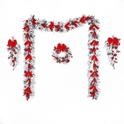 Christmas Flocking Wreath Door Hanging Christmas Decorations Christmas Wreath Rattan Pendant Decoration Home Decoration