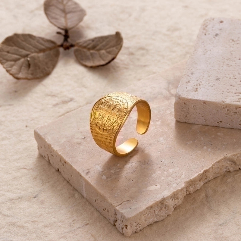 Retro Solid Color 304 Stainless Steel Plating Wide Band Ring Open Ring