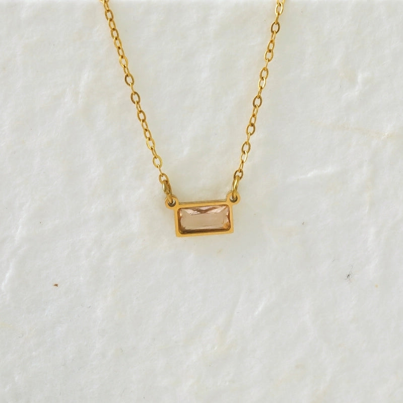 IG Style Modern Style Classic Style Rectangle 304 Stainless Steel Zircon 18K Gold Plated Inlay Pendant Necklace