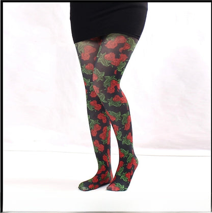 Thin Printed Pantyhose Spring And Autumn Versatile Butterfly Wild Abstract Retro Stockings Women's Socks Anti-snagging