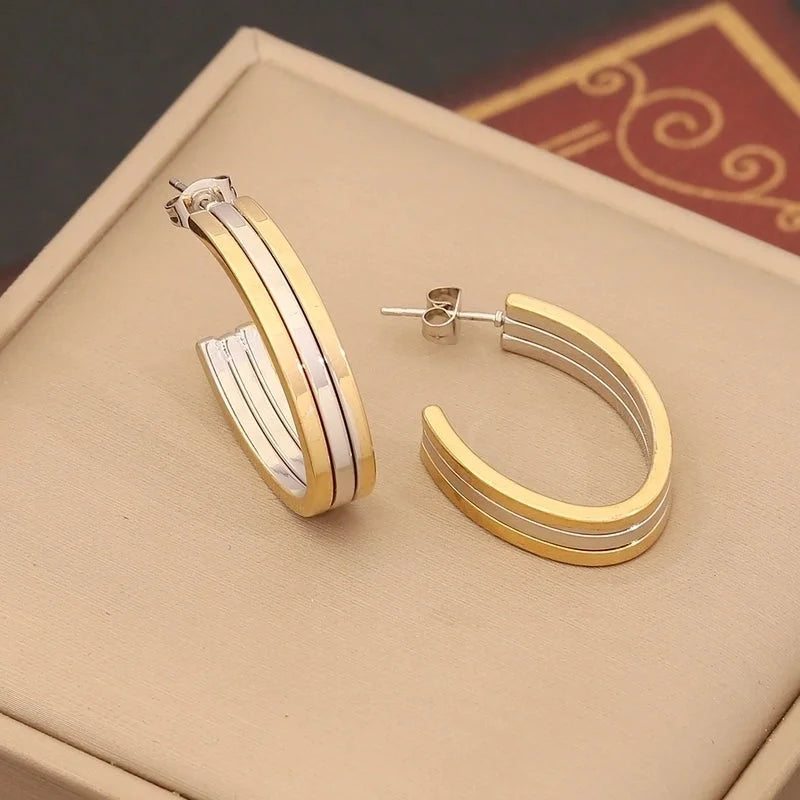 1 Pair Minimalist Commute Geometric 304 Stainless Steel 18K Gold Plated Ear Studs