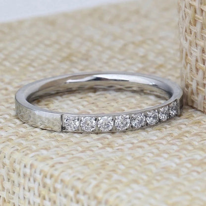 Minimalist Round Titanium Steel Plating Inlay Artificial Gemstones Rings