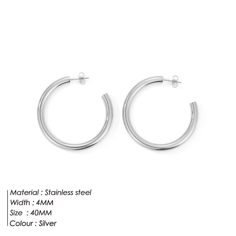 Fashion Geometric Stainless Steel No Inlaid 14K Gold Plated Earrings