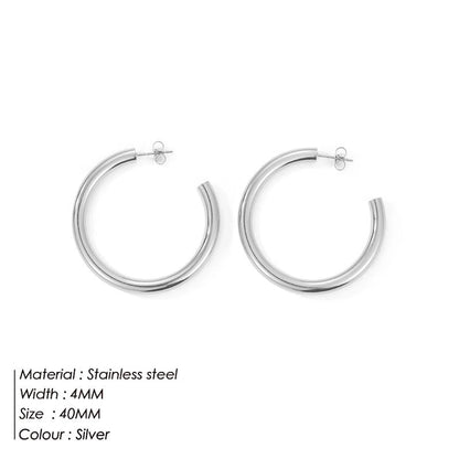 Fashion Geometric Stainless Steel No Inlaid 14K Gold Plated Earrings