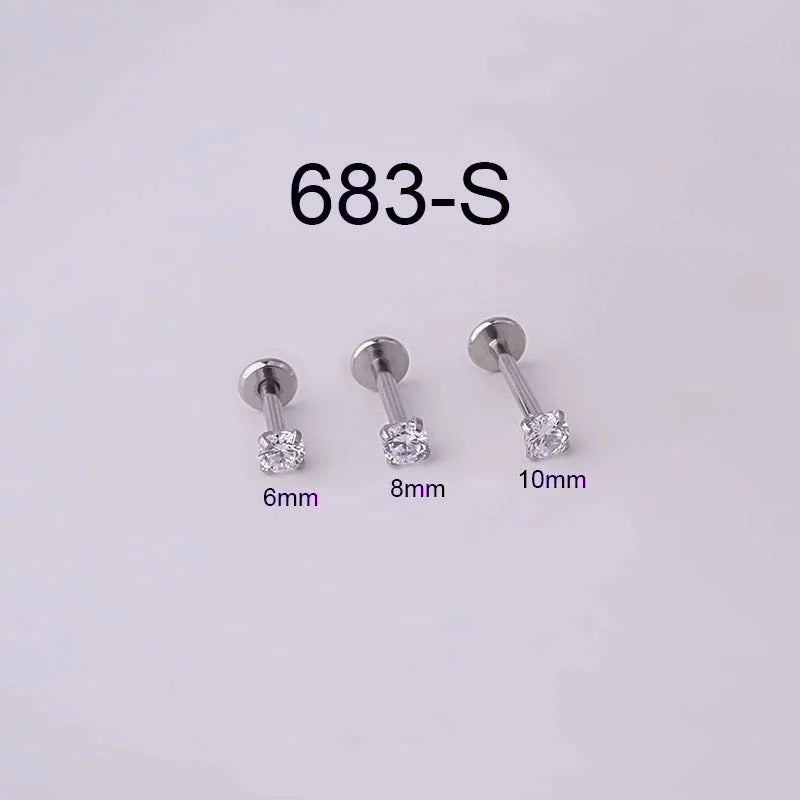 2 Pieces Lip Rings Fashion Geometric 316L Stainless Steel Plating
